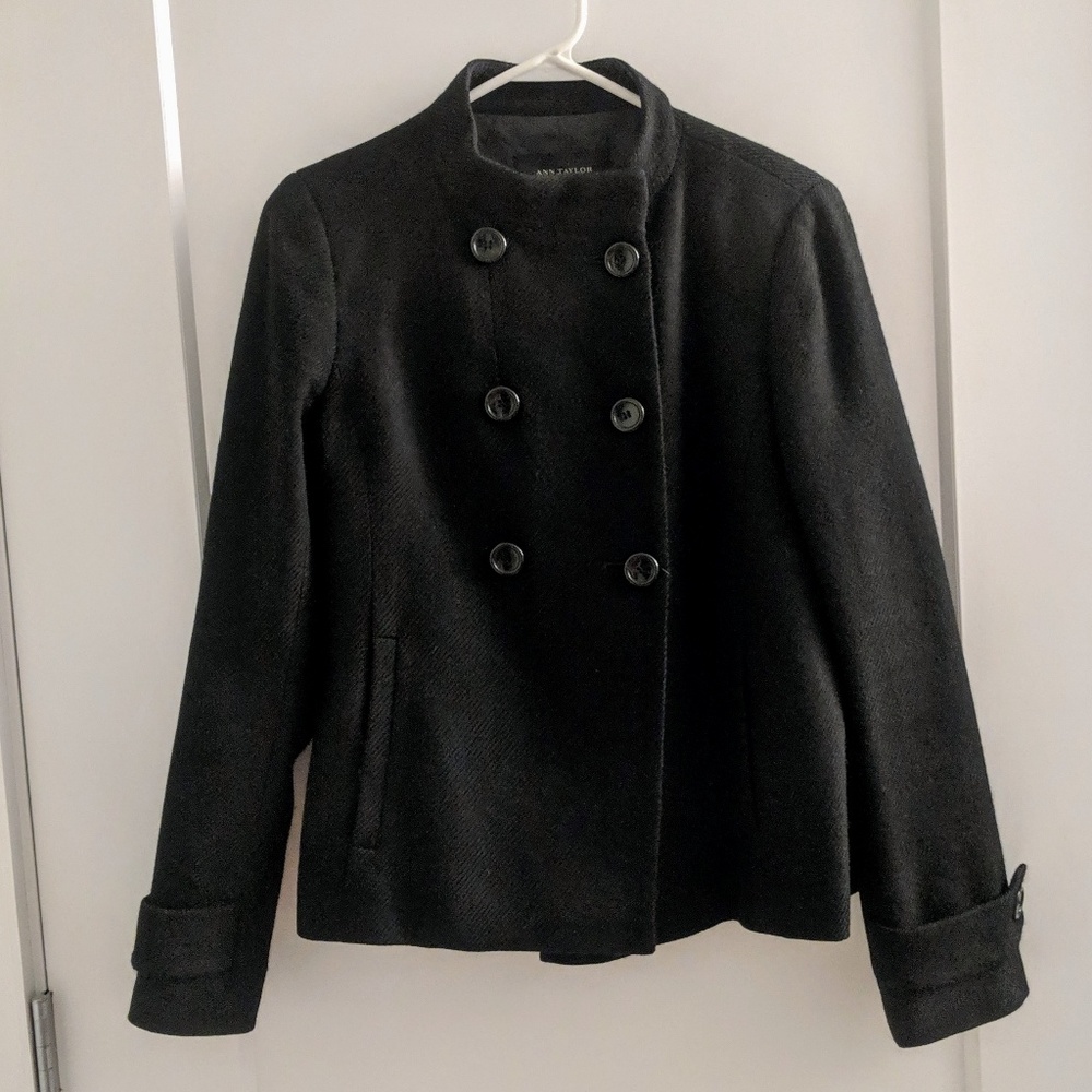 Ann Taylor Swing Black Wool Short Jacket